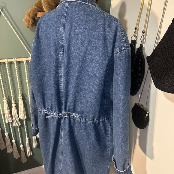 Vintage Rare Nordstrom Denim Duster Coat Women’s Large Trench Coat - Picture 4 of 5